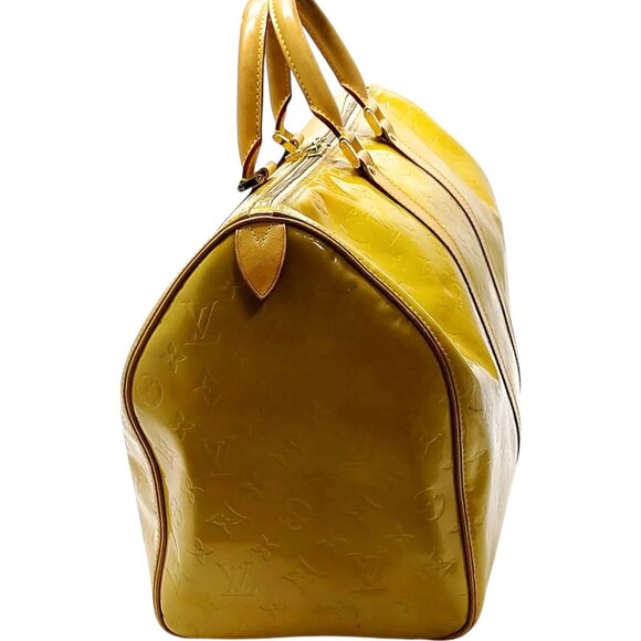 309591BJ (X6) Louis Vuitton Travel Bag Mercer Boston Bag Yellow Monogram Vernis - Picture 2 of 9